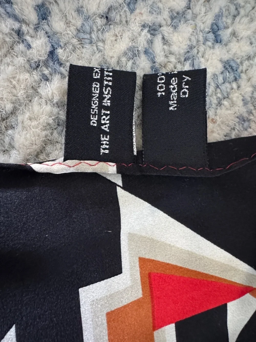 100% silk mod art deco geometric scarf patterned after a kimono